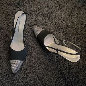 Valerie Stevens Shoes High Heels Black with  Rhinestones Size 6 1/2 Women's